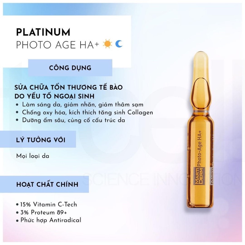 Ampoule Vitamin C nguyên chất chống lão hóa MartiDerm Platinum Photo Age HA+ Ampoule Vitamin C nguyên chất chống lão hóa MartiDerm Platinum Photo Age HA+