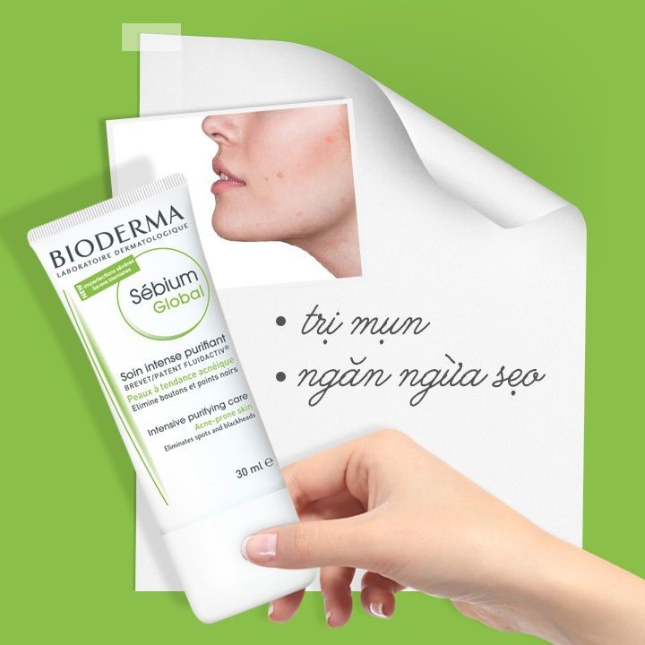 Kem trị mụn trắng da Bioderma Sebium Global