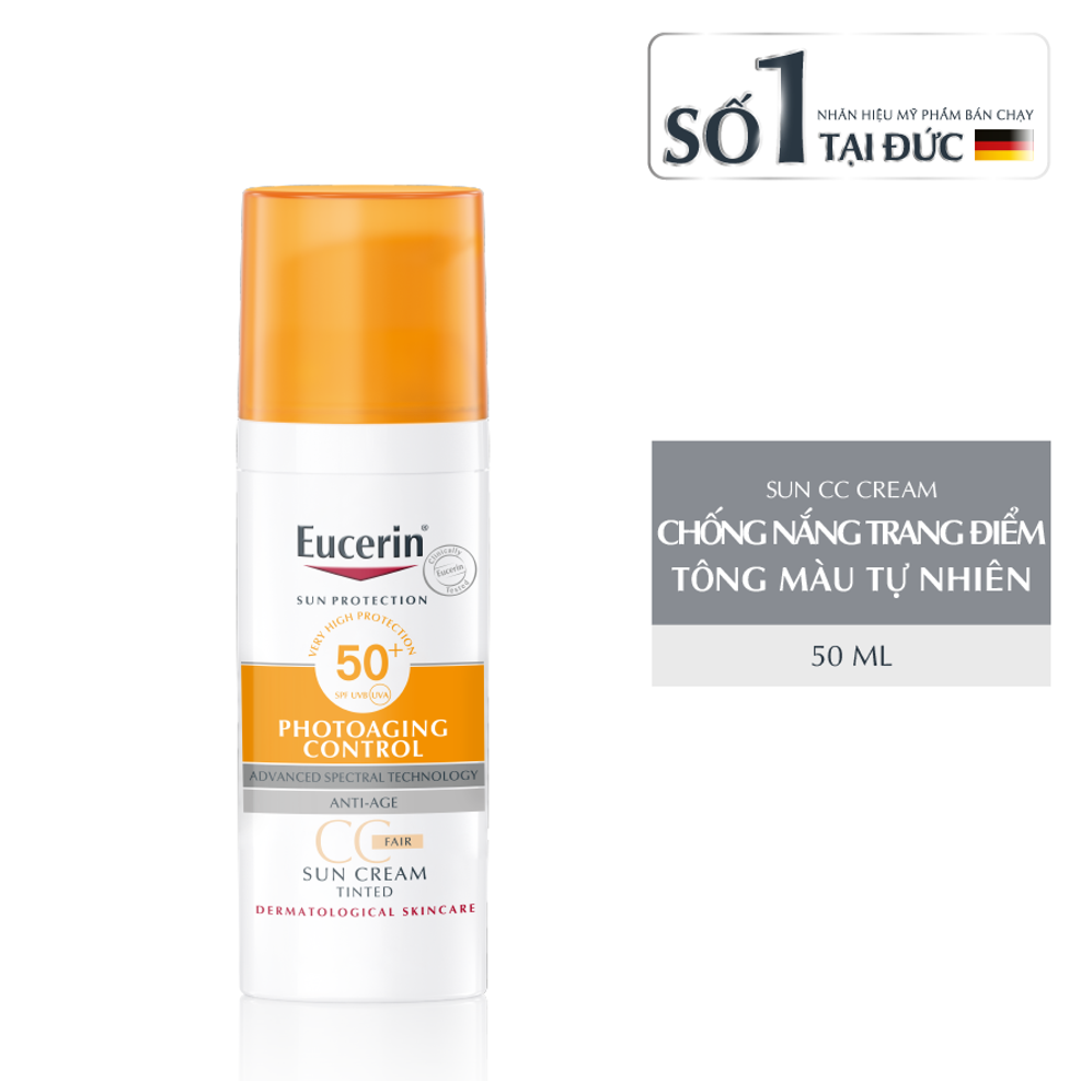 Kem Chống Nắng Làm Đều Màu Da Eucerin Sun Cream Face Tinted Cc Cream Spf50 (Tông Màu Da Tự Nhiên) 50ml
