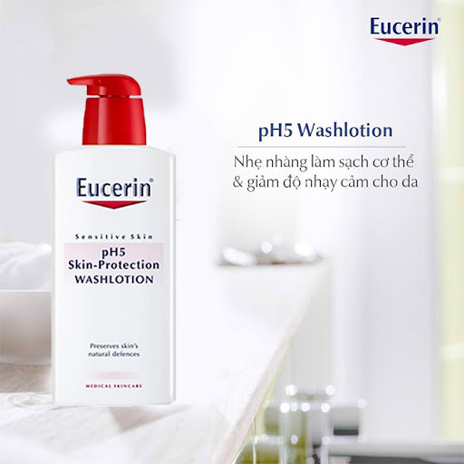 Sữa tắm dành cho da nhạy cảm Eucerin pH5 Skin-Protection Washlotion 400ml nhẹ nhàng làm sạch cơ thể và giảm độ nhạy cảm cho da Sữa tắm dành cho da nhạy cảm Eucerin pH5 Skin-Protection Washlotion 400ml nhẹ nhàng làm sạch cơ thể và giảm độ nhạy cảm cho da