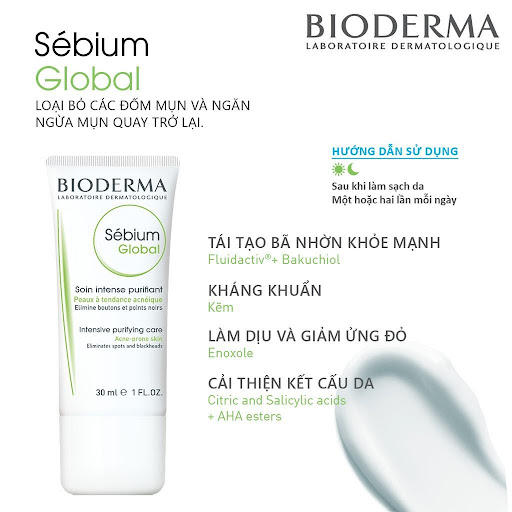 Kem dưỡng giảm mụn Bioderma Sebium Global