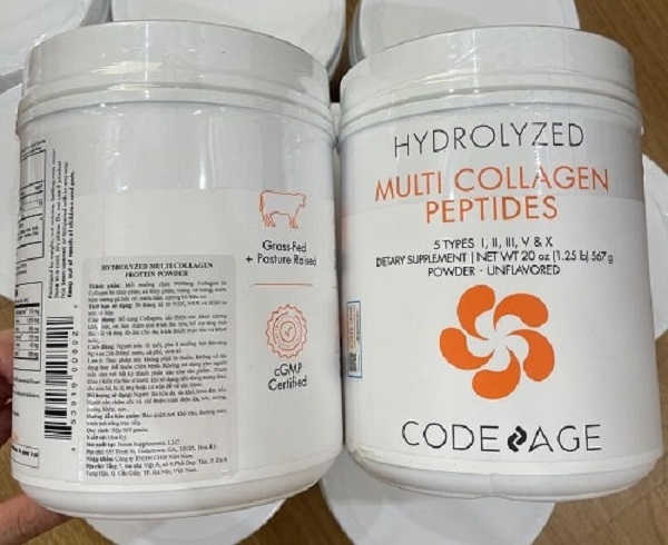 Codeage Hydrolyzed Multi Collagen Peptides Powder đầy đủ tem chống hàng giả và nhãn phụ