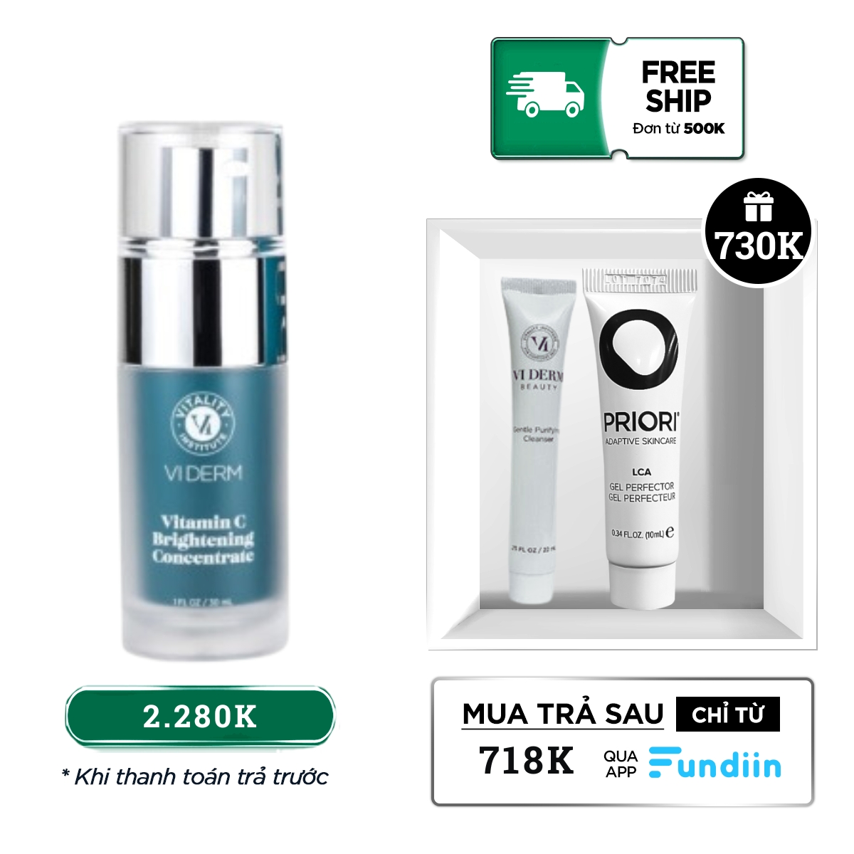 Serum Dưỡng Trắng Khoẻ Da VI Derm Vitamin C Brightening Concentrate