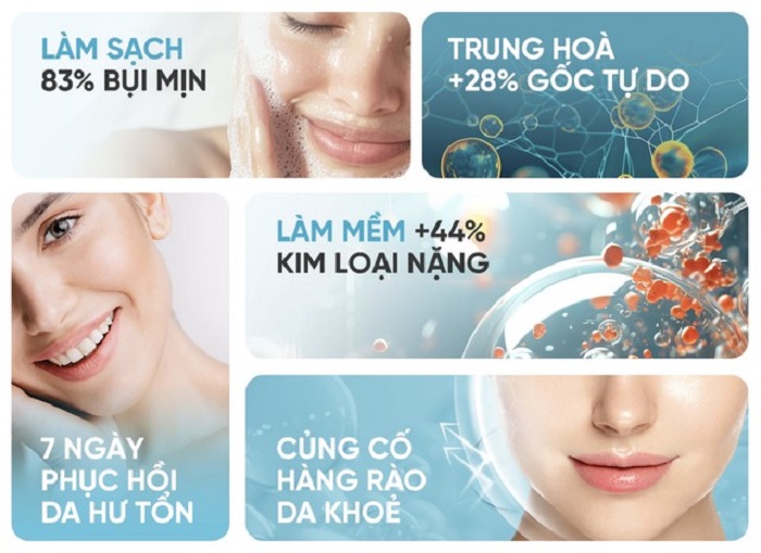 Hiệu quả làm sạch sâu vượt trội mà không lấy đi độ ẩm tự nhiên của làn da Hiệu quả làm sạch sâu vượt trội mà không lấy đi độ ẩm tự nhiên của làn da