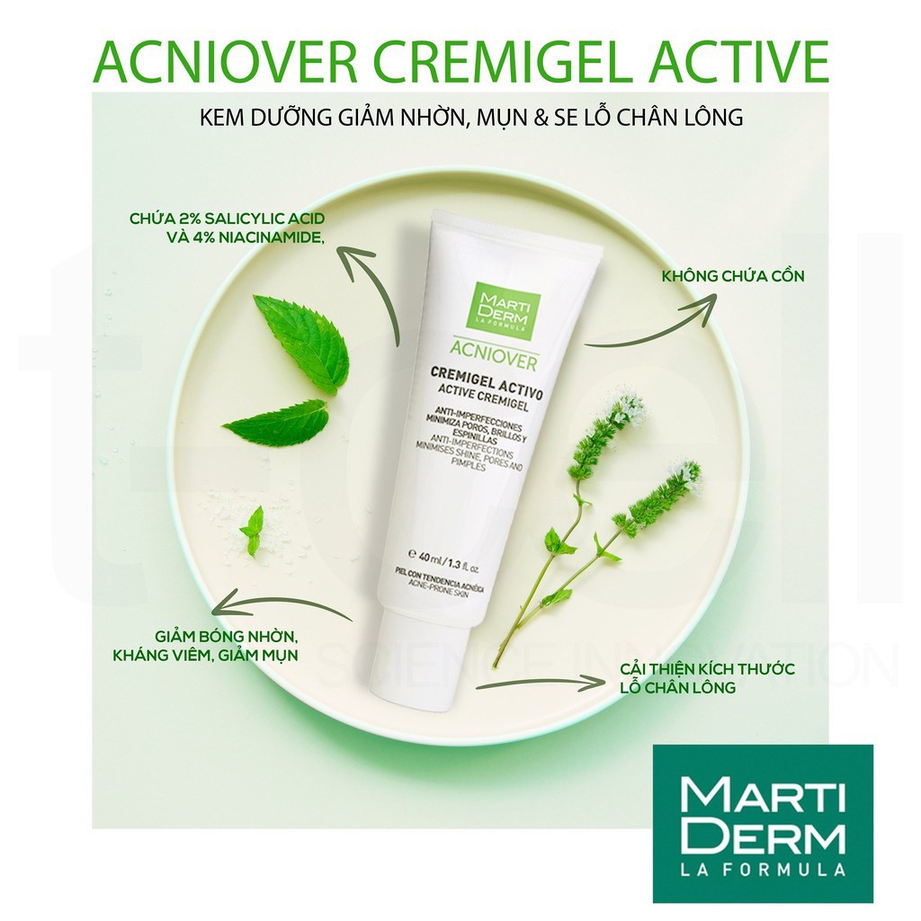 Kem dưỡng MartiDerm Acniover Active Cream giảm nhờn, mụn, se khít chân lông
