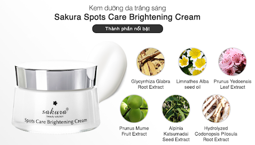 Sakura Spots Care Brightening Cream 45g Thành phần kem Sakura Spots Care Brightening Cream 45g