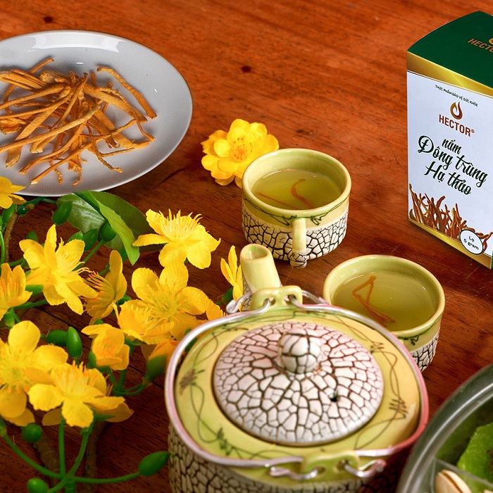 Nấm đông trùng linh chi Hector pha trà rất dễ uống, hương thơm dịu nhẹ Nấm đông trùng linh chi Hector pha trà rất dễ uống, hương thơm dịu nhẹ