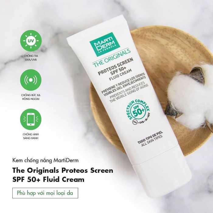 Kem chống nắng MartiDerm The Originals Proteos Screen SPF50+ Fluid Cream