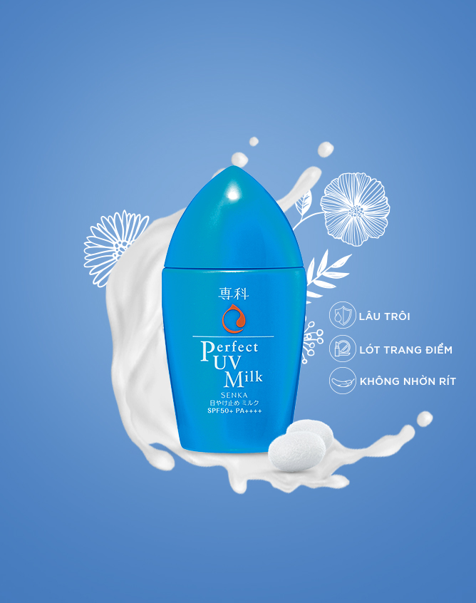 Sữa chống nắng vật lý Senka Perfect UV Milk cho da mụn Sữa chống nắng vật lý Senka Perfect UV Milk cho da mụn