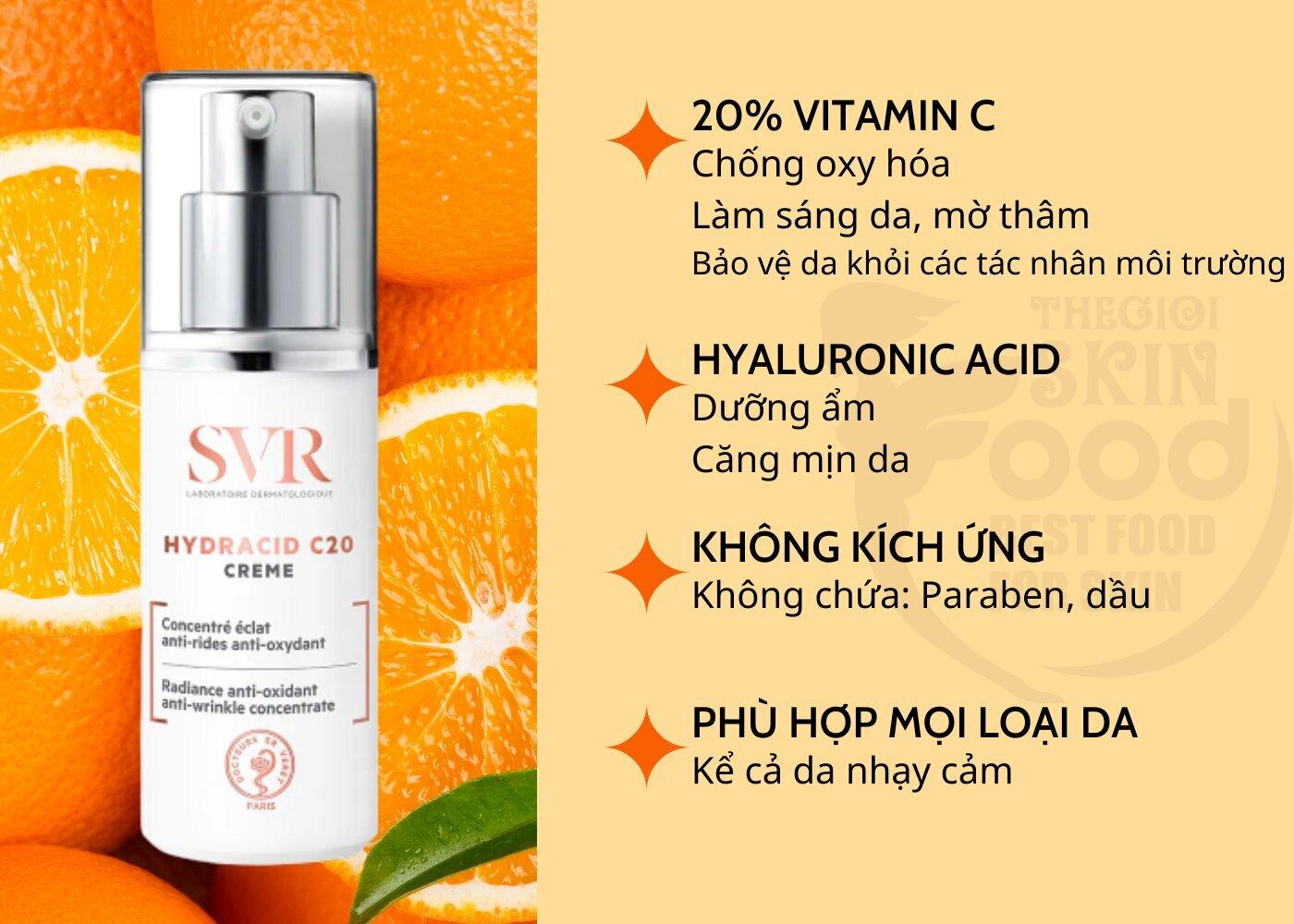Kem chống nhăn SVR Hydracid C20 Creme