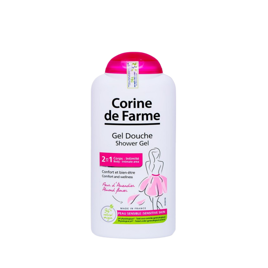 Sữa tắm làm sạch nhẹ nhàng cơ thể và vùng kín Corine De Farme Shower Gel 2 In 1 250ml