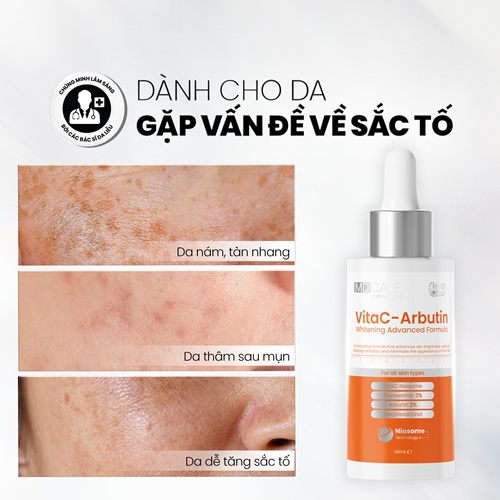 Serum sáng da, chống lão hóa MD CARE VitaC-Arbutin Serum – Whitening Advanced Formula