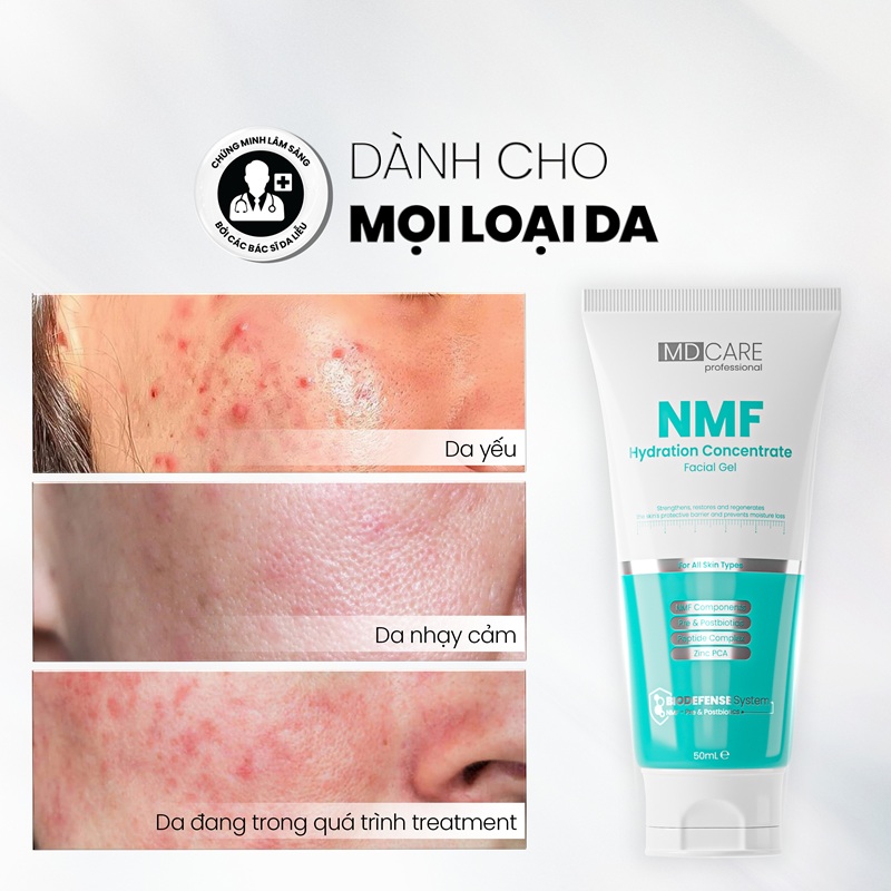 Gel kiểm soát dầu, tái tạo và phục hồi hàng rào bảo vệ da MD CARE NMF Hydration Concentrate Facial Gel