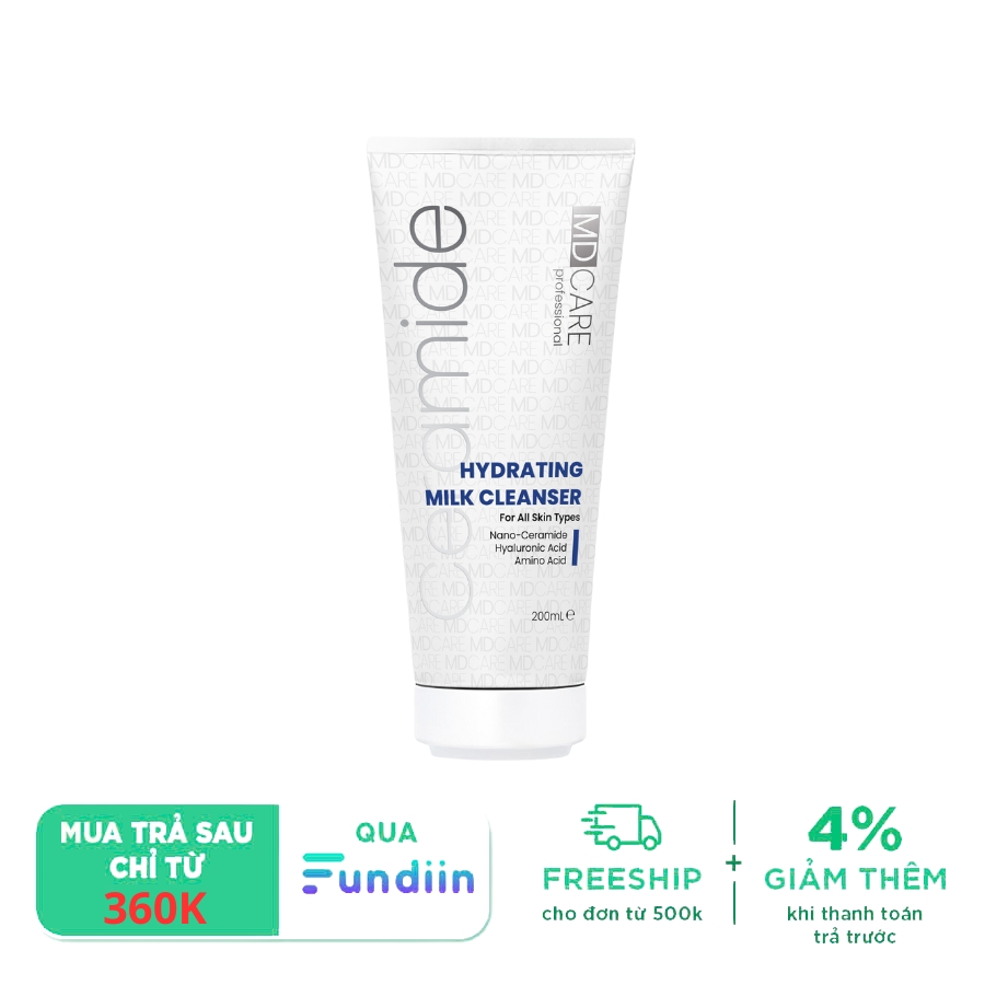 Sữa rửa mặt dịu nhẹ & cấp ẩm cho da nhạy cảm MD CARE Hydrating Milk Cleanser