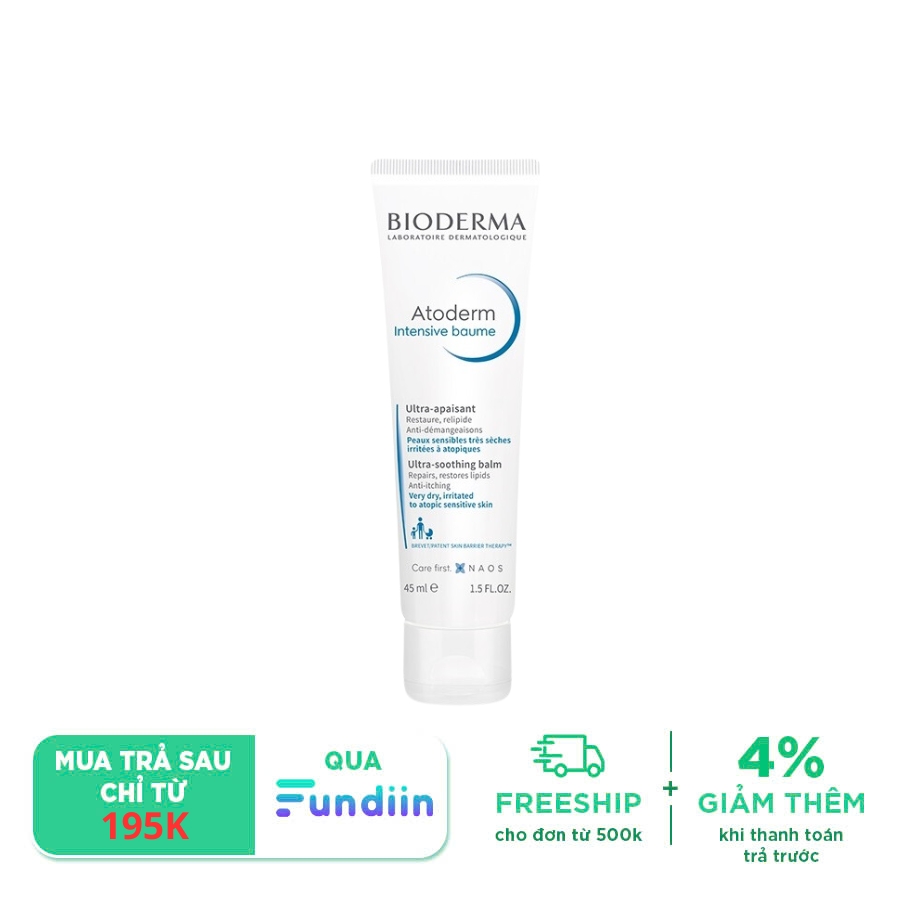 Kem làm dịu giúp phục hồi da khô, nhạy cảm, da chàm dị ứng Bioderma Atoderm Intensive Baume