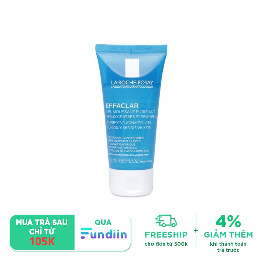 Gel Rửa Mặt Tạo Bọt Cho Da Dầu Nhạy Cảm La Roche-Posay Effaclar Purifying Foaming Gel For Oily Sensitive Skin 50ml