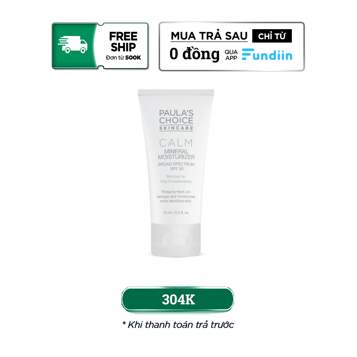 Sữa dưỡng ẩm chống nắng Paula’s Choice Calm Mineral Moisturizer SPF 30 Normal to Oily/Combination