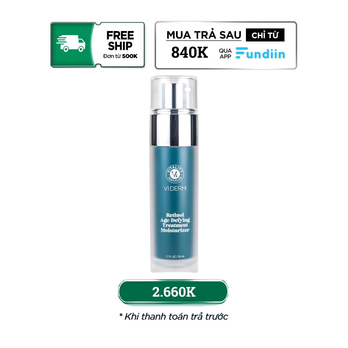 Kem dưỡng chống lão hóa VI Derm Retinol Age-Defying Treatment Moisturizer