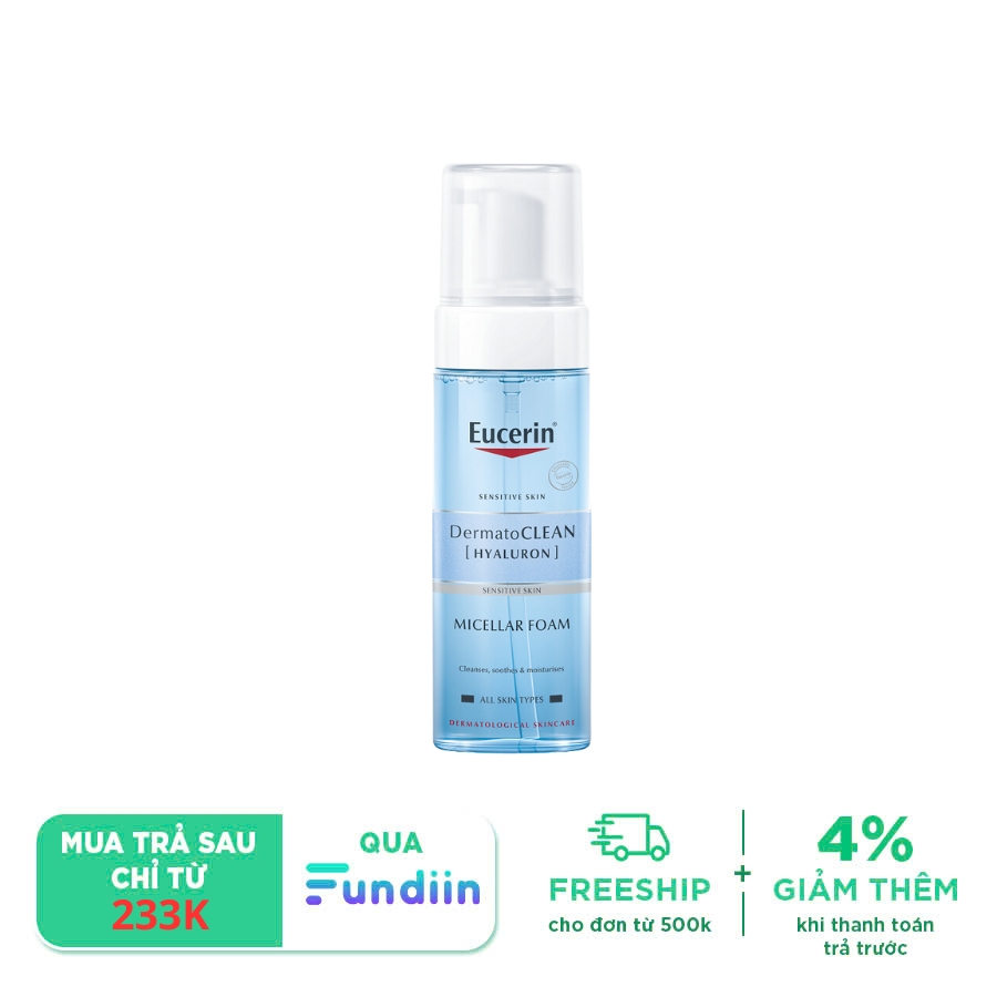 Bọt tẩy trang Eucerin Dermato Clean Hyaluron Micellar Foam 3 in 1