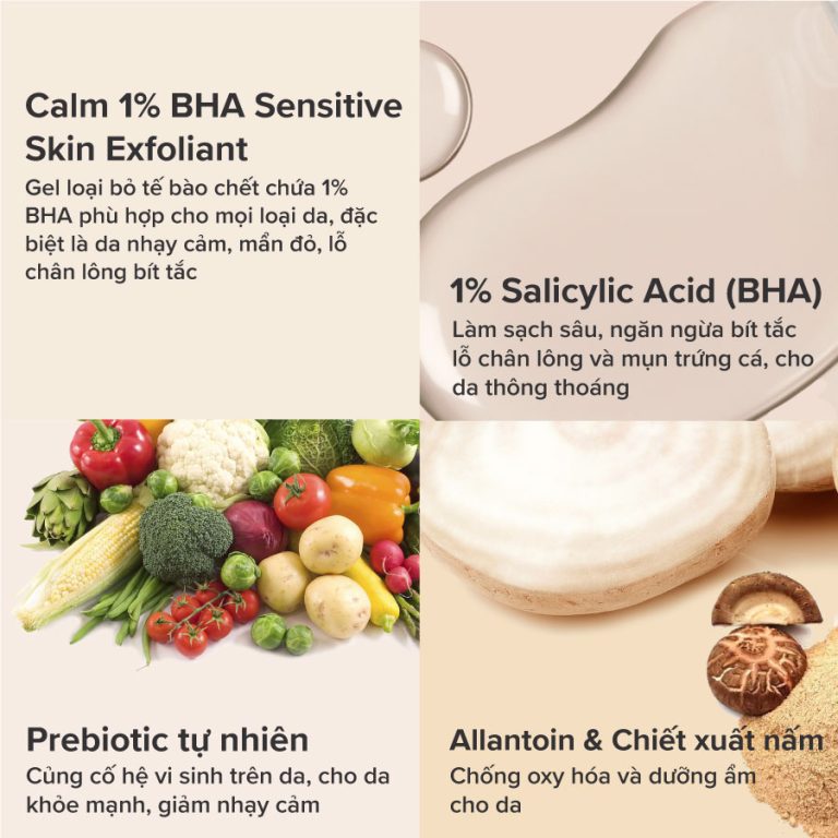Gel loại bỏ tế bào chết dịu nhẹ cho da nhạy cảm Calm 1% BHA Sensitive Skin Exfoliant