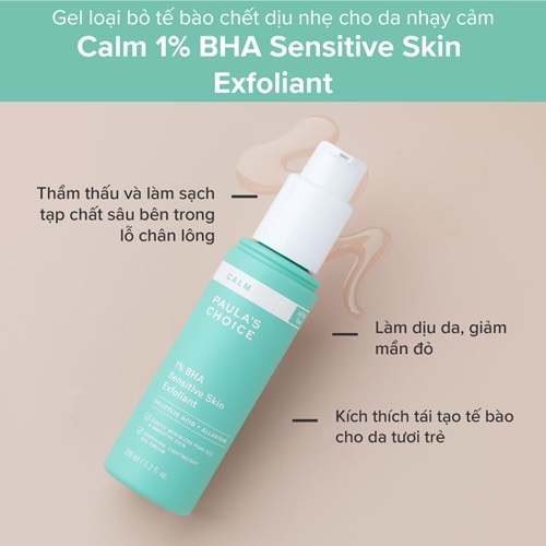 Gel loại bỏ tế bào chết dịu nhẹ cho da nhạy cảm Calm 1% BHA Sensitive Skin Exfoliant