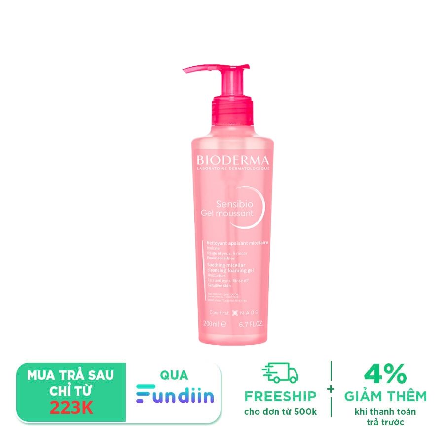 Gel rửa mặt tạo bọt giảm mụn, thâm dành cho da nhạy cảm Bioderma Sensibio Gel Moussant