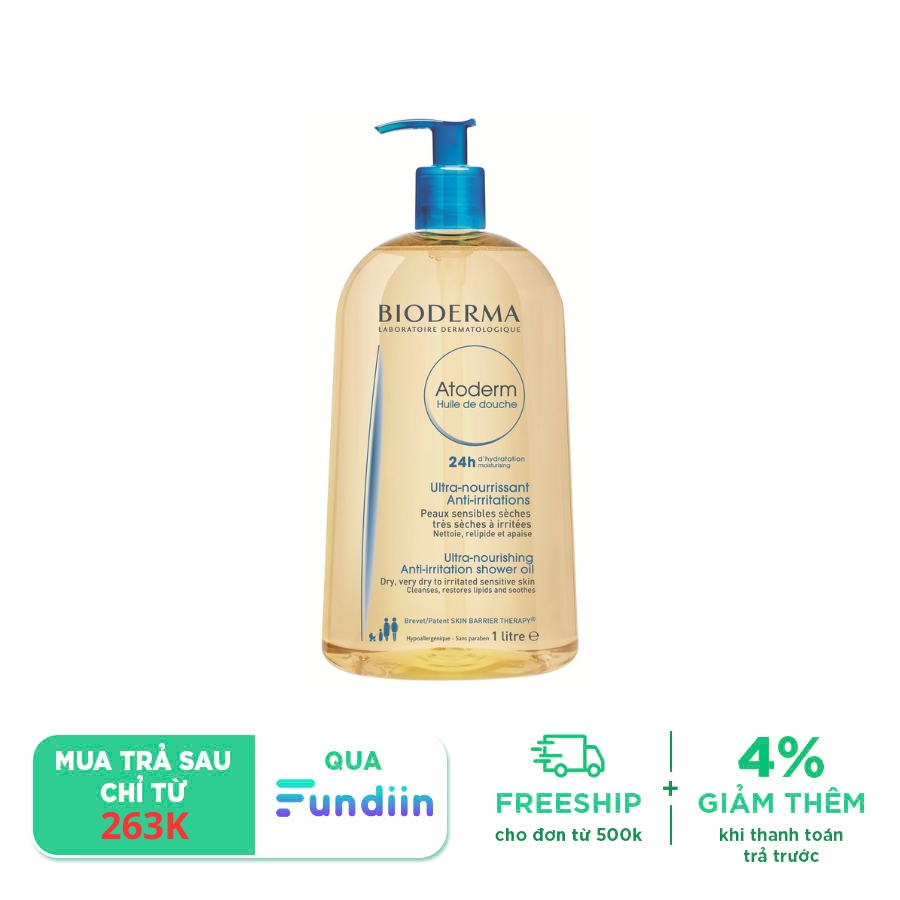 Dầu tắm dưỡng ẩm và làm dịu da Bioderma Atoderm Huile de douche