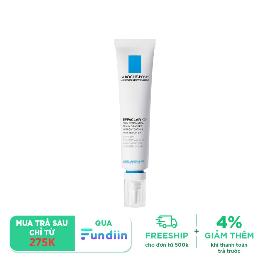 Kem dưỡng giảm bóng nhờn ngăn ngừa mụn đầu đen La Roche-Posay Effaclar K Oily Skin Renovating Care Anti-Oxidant Anti-Sebum