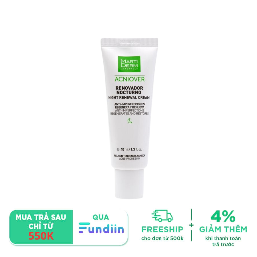 Kem dưỡng giúp tái tạo da ban đêm cho da dầu mụn MartiDerm Acniover Night Renewal Cream 