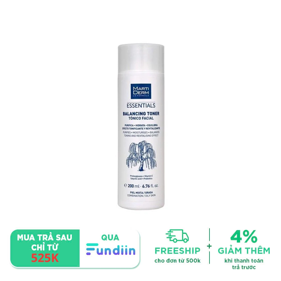 Nước cân bằng cho da dầu đến da hỗn hợp MartiDerm Essentials Balancing Toner