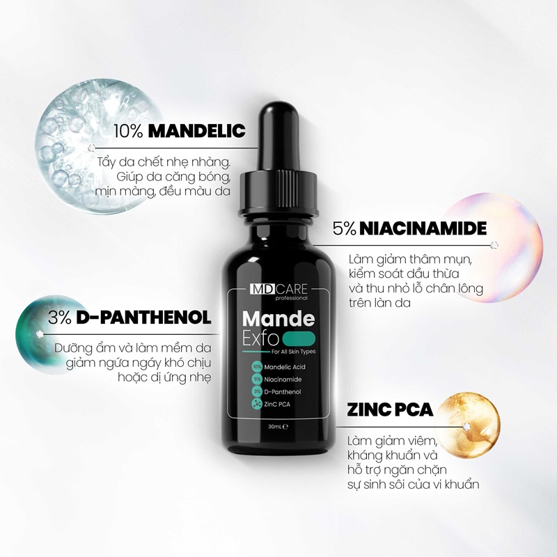 Tẩy tế bào chết, cấp ẩm và sáng da MD CARE Mande Exfo