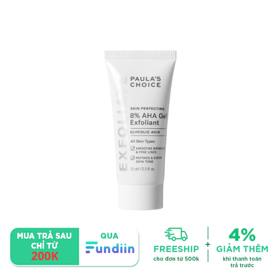 Gel loại bỏ tế bào chết hóa học Paula’s Choice Skin Perfecting 8% AHA Gel Exfoliant 15ml