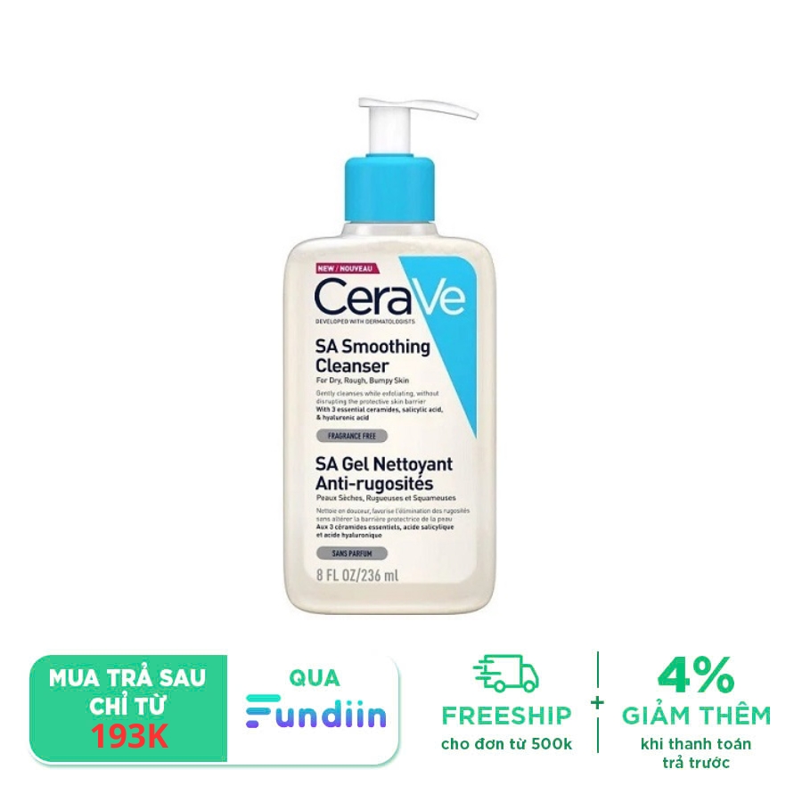 Sữa Rửa Mặt Dành Cho Da Mụn Nhạy Cảm CeraVe SA Smoothing Cleanser 