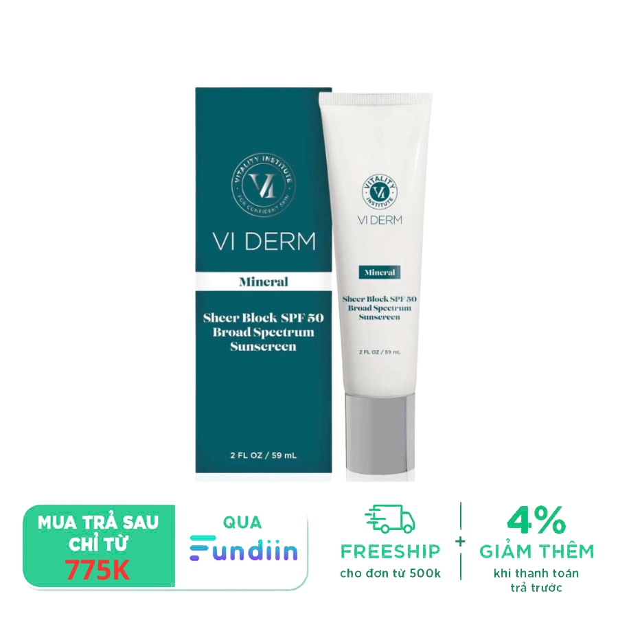 Kem Chống Nắng Vật Lý Phổ Rộng Bảo Vệ Da Toàn Diện VI Derm Mineral Sheer SPF 50 Broad Spectrum Sunscreen