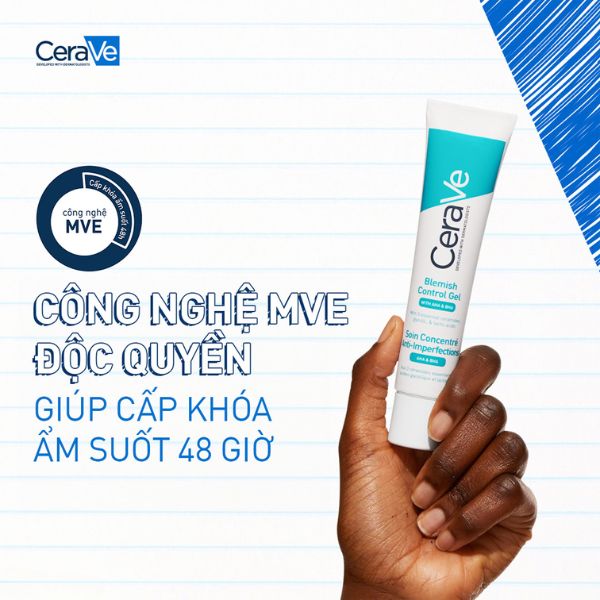 Gel giảm mụn không khô da Cerave Blemish Control Gel