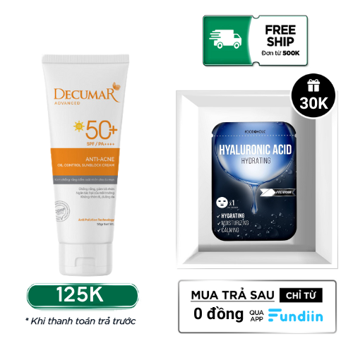 Kem chống nắng kiểm soát dầu nhờn Decumar Advanced Oil Control Sunblock Cream Acne - Prone Skin