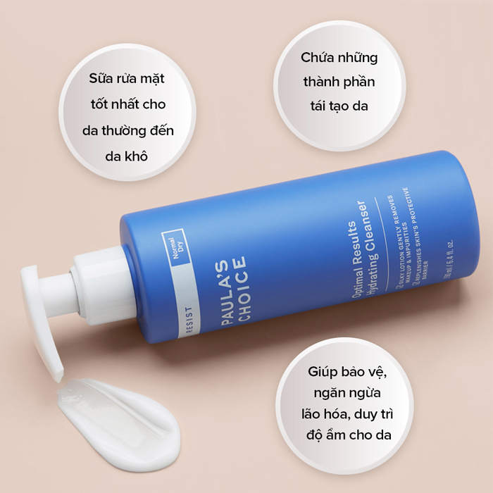 Sữa rửa mặt cho da khô Paula’s Choice Resist Optimal Results Hydrating Cleanser Normal Dry