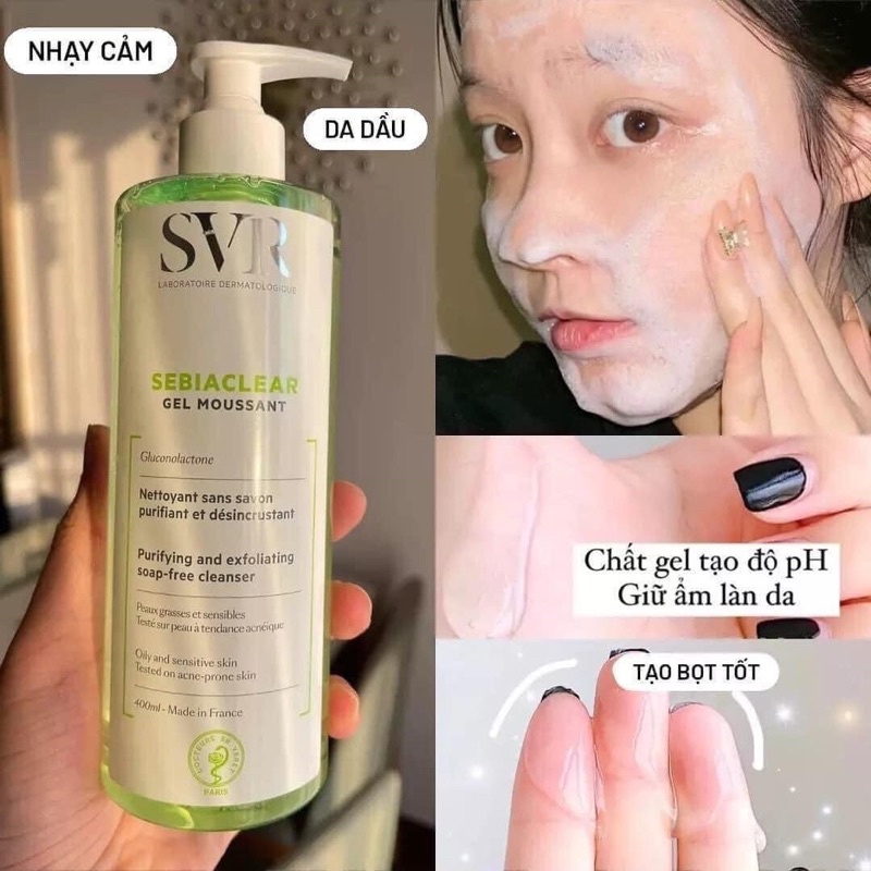 SVR đã quá nổi tiếng với sản phẩm được thử nghiệm 100% trên da nhạy cảm. Bên cạnh đó Sebiaclear Gel Moussant cũng hoàn toàn nói không với cồn, paraben và chất tạo màu. SVR đã quá nổi tiếng với sản phẩm được thử nghiệm 100% trên da nhạy cảm. Bên cạnh đó Sebiaclear Gel Moussant cũng hoàn toàn nói không với cồn, paraben và chất tạo màu.