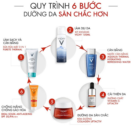 Quy trình 6 bước dưỡng da săn chắc, hồng hào cùng Vichy Quy trình 6 bước dưỡng da săn chắc, hồng hào cùng Vichy
