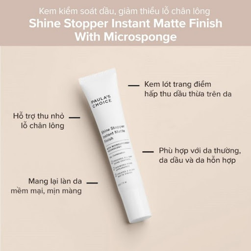 Kem lót kiềm dầu Paula’s Choice Shine Stopper Instant Matte Finish phù hợp với người hay trang điểm, muốn có lớp nền hoàn hảo Kem lót kiềm dầu Paula’s Choice Shine Stopper Instant Matte Finish phù hợp với người hay trang điểm, muốn có lớp nền hoàn hảo