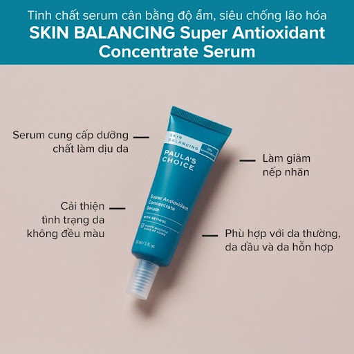 Skin Balancing Super Antioxidant Concentrate Serum With Retinol tác động sâu vào hạ bì và cải thiện kết cấu da nhanh chóng sau vài tuần Skin Balancing Super Antioxidant Concentrate Serum With Retinol tác động sâu vào hạ bì và cải thiện kết cấu da nhanh chóng sau vài tuần