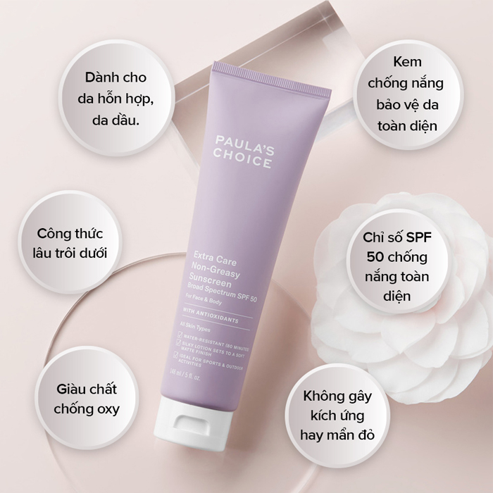 Kem chống nắng Paula’s Choice Extra Care Non – Greasy Sunscreen SPF 50 được rất nhiều chị em yêu thích sử dụng để bảo vệ làn da của mình Kem chống nắng Paula’s Choice Extra Care Non – Greasy Sunscreen SPF 50 được rất nhiều chị em yêu thích sử dụng để bảo vệ làn da của mình