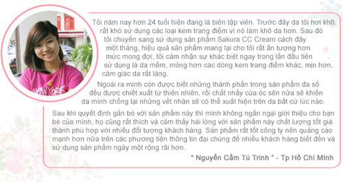 Cảm nhận của bạn Tú Trinh về Sakura CC Cream