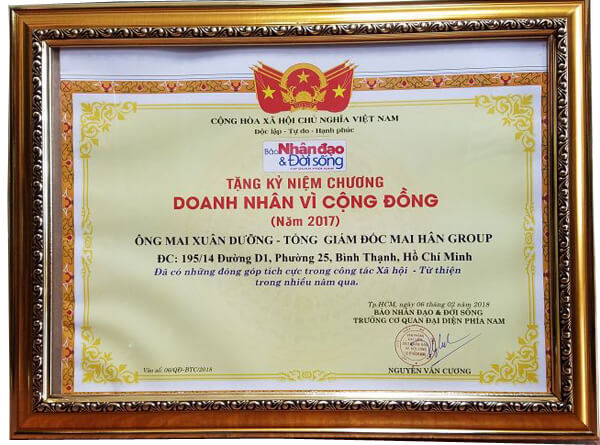 Ông Mai Xuân Dưỡng - Tổng giám đốc Mai Hân Group vinh dự nhận danh hiệu “Doanh Nhân Vì Cộng Đồng” năm 2017 hình ảnh 6 Ông Mai Xuân Dưỡng - Tổng giám đốc Mai Hân Group vinh dự nhận danh hiệu “Doanh Nhân Vì Cộng Đồng” năm 2017 hình ảnh 6